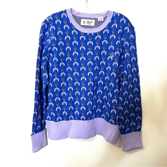 Original Penguin Veronica Blue and Lavender Women's Sweater sz xxl crew neck - Picture 1 of 6